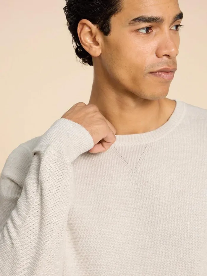 Men KNITWEAR White Stuff Attadale Crew Neck Jumper Light Grey Men KNITWEAR White Stuff Attadale Crew Neck Jumper Light Grey