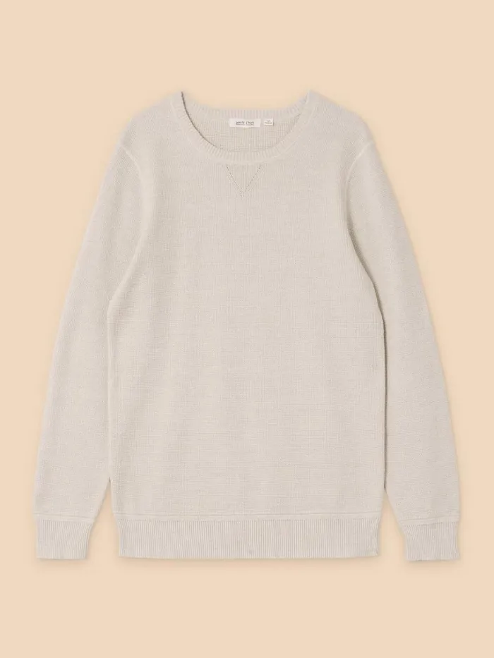 Men KNITWEAR White Stuff Attadale Crew Neck Jumper Light Grey Men KNITWEAR White Stuff Attadale Crew Neck Jumper Light Grey