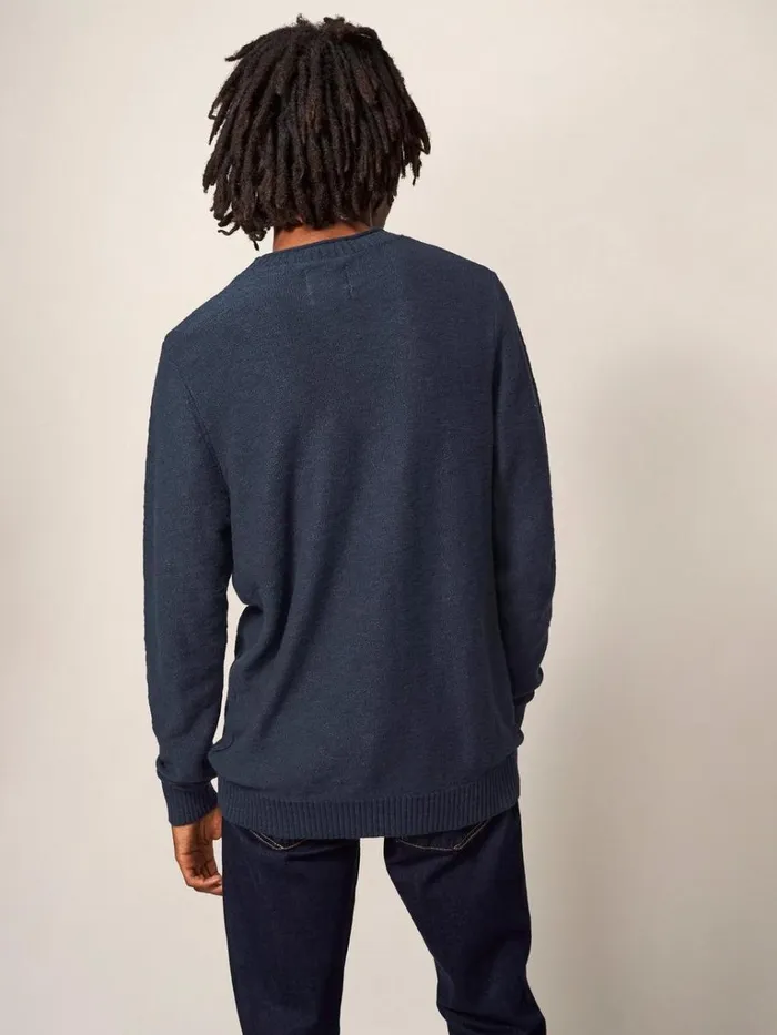 Men KNITWEAR White Stuff Grainger Pocket Crew Dark Navy