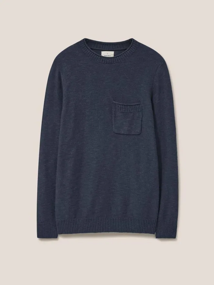 Men KNITWEAR White Stuff Grainger Pocket Crew Dark Navy
