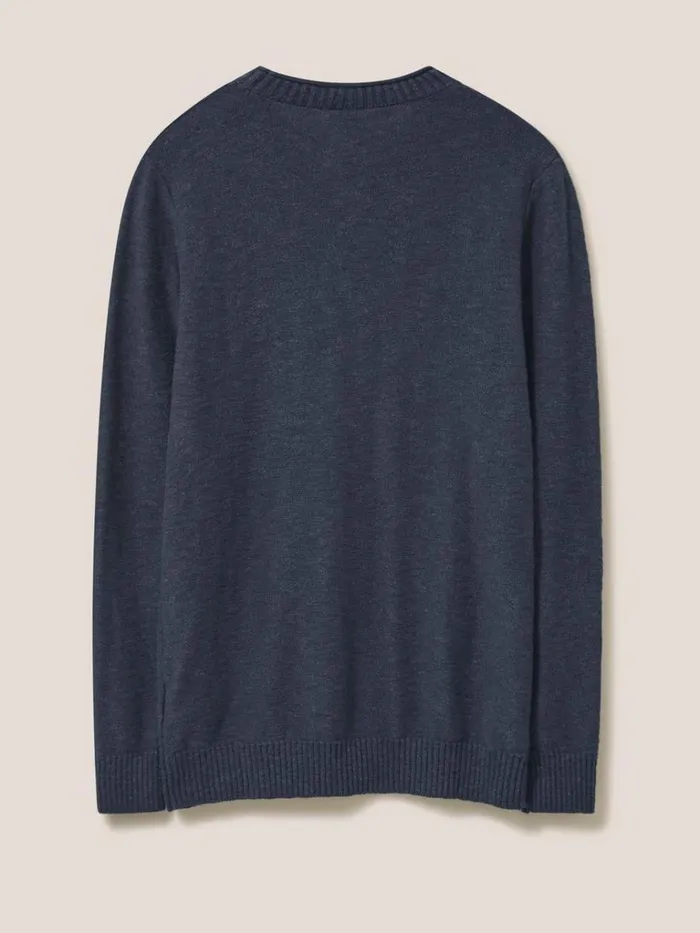 Men KNITWEAR White Stuff Grainger Pocket Crew Dark Navy