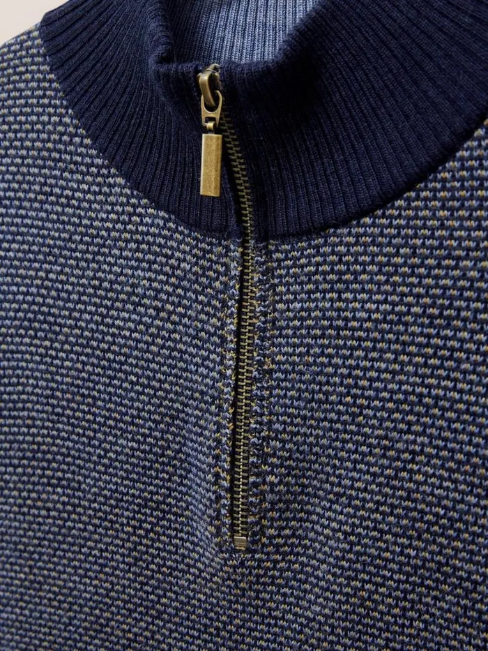 Men KNITWEAR White Stuff Newport Merino Jacquard Funnel Dark Navy