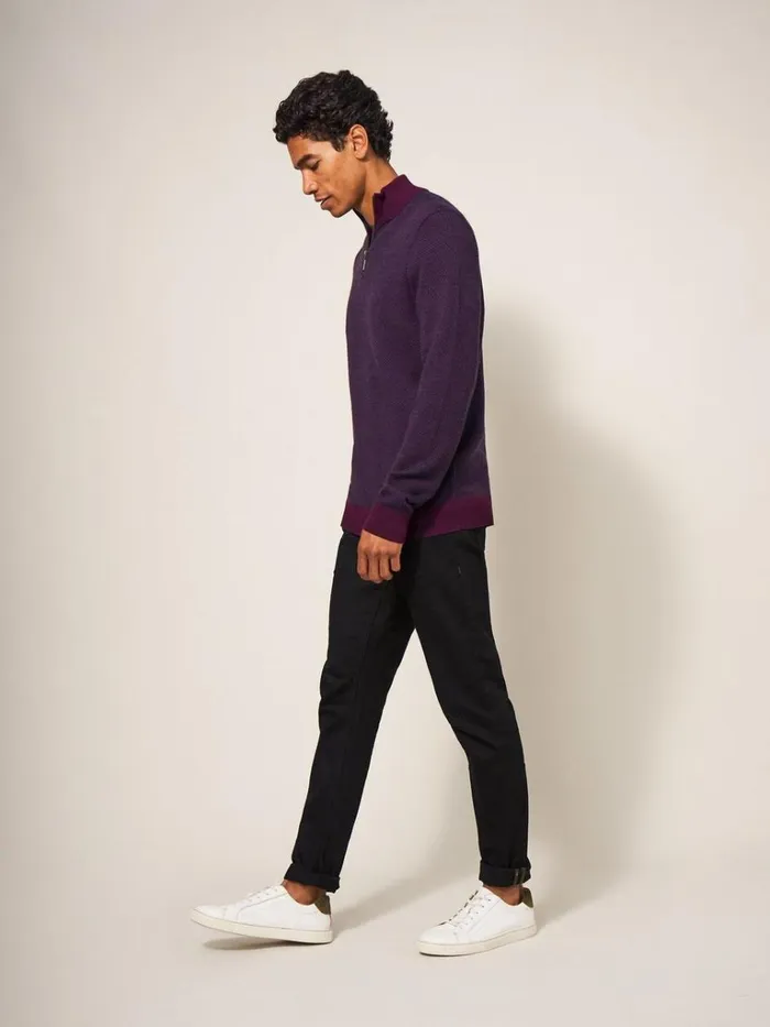 Men KNITWEAR White Stuff Newport Merino Jacquard Funnel Mid Plum