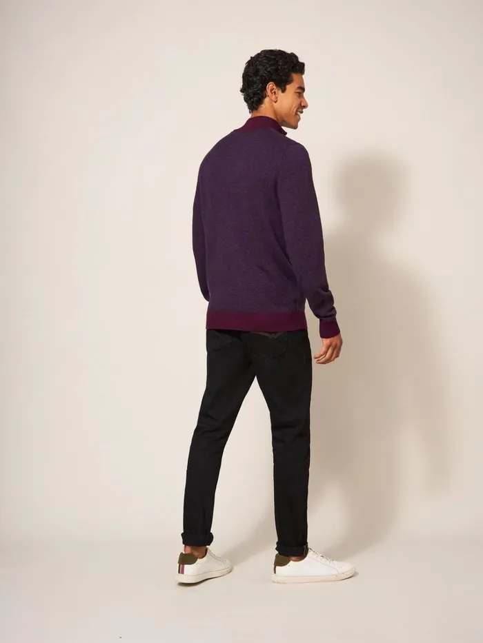 Men KNITWEAR White Stuff Newport Merino Jacquard Funnel Mid Plum