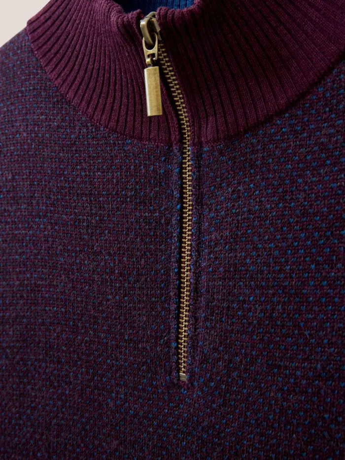 Men KNITWEAR White Stuff Newport Merino Jacquard Funnel Mid Plum