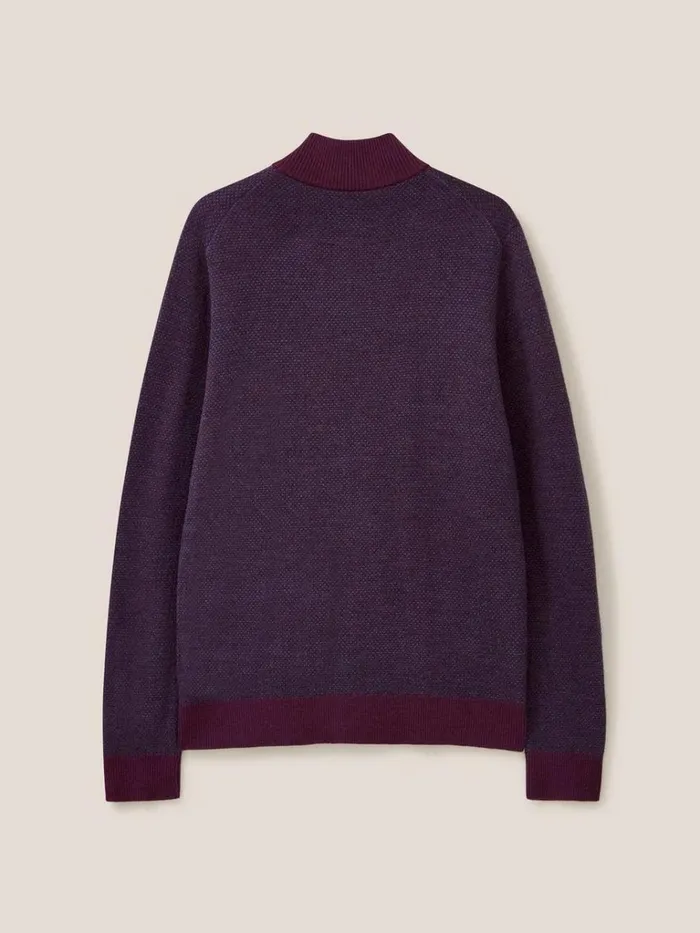 Men KNITWEAR White Stuff Newport Merino Jacquard Funnel Mid Plum