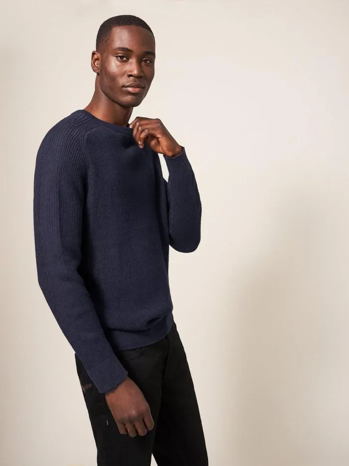 Men KNITWEAR White Stuff Pentire Crew Dark Navy
