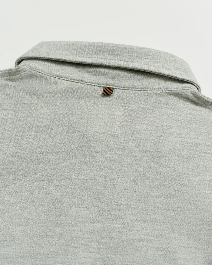 Men LS Herringbone Polo Light Grey Billy Reid Polos Tees and Henleys