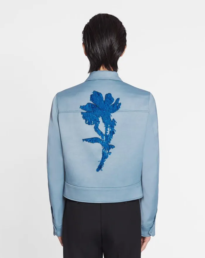 Men Lanvin Coats and Jackets Floral Embroidery Zipped Jacket Lunar