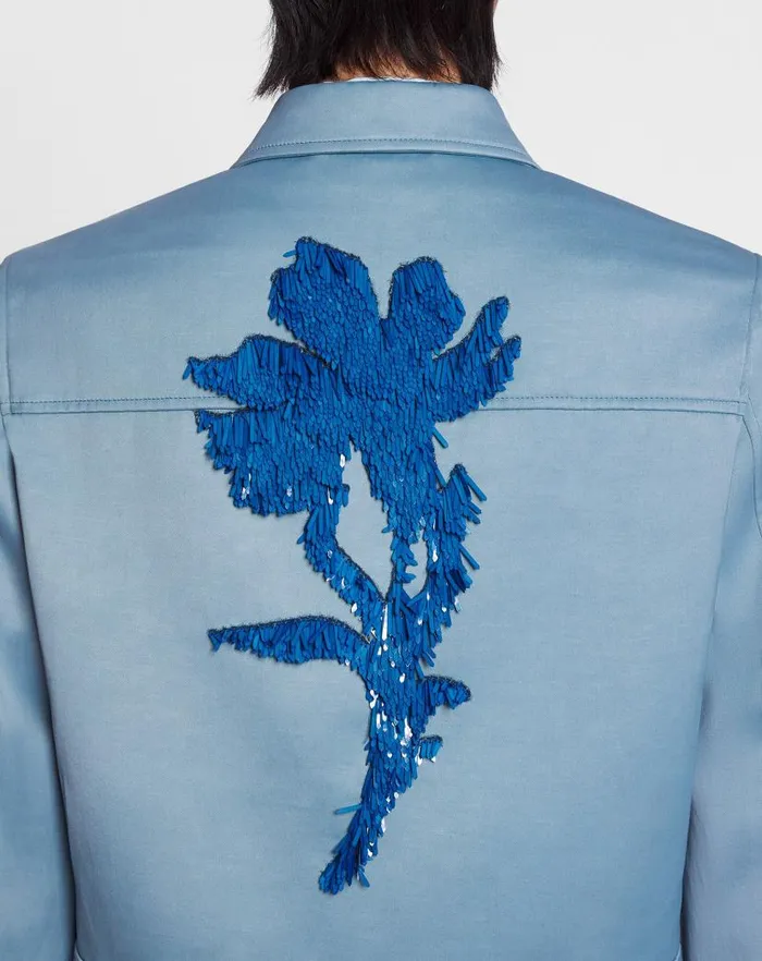 Men Lanvin Coats and Jackets Floral Embroidery Zipped Jacket Lunar