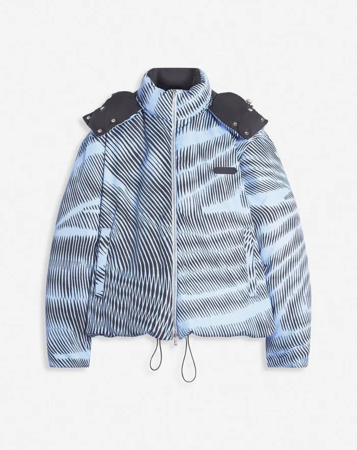 Men Lanvin Coats and Jackets Kinetic Print Down Jacket Lanvin Blueblack