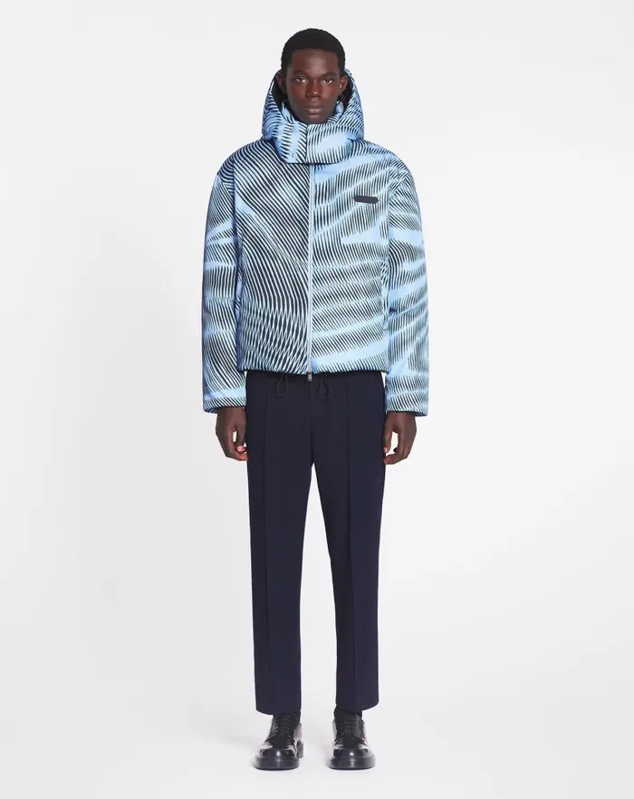 Men Lanvin Coats and Jackets Kinetic Print Down Jacket Lanvin Blueblack