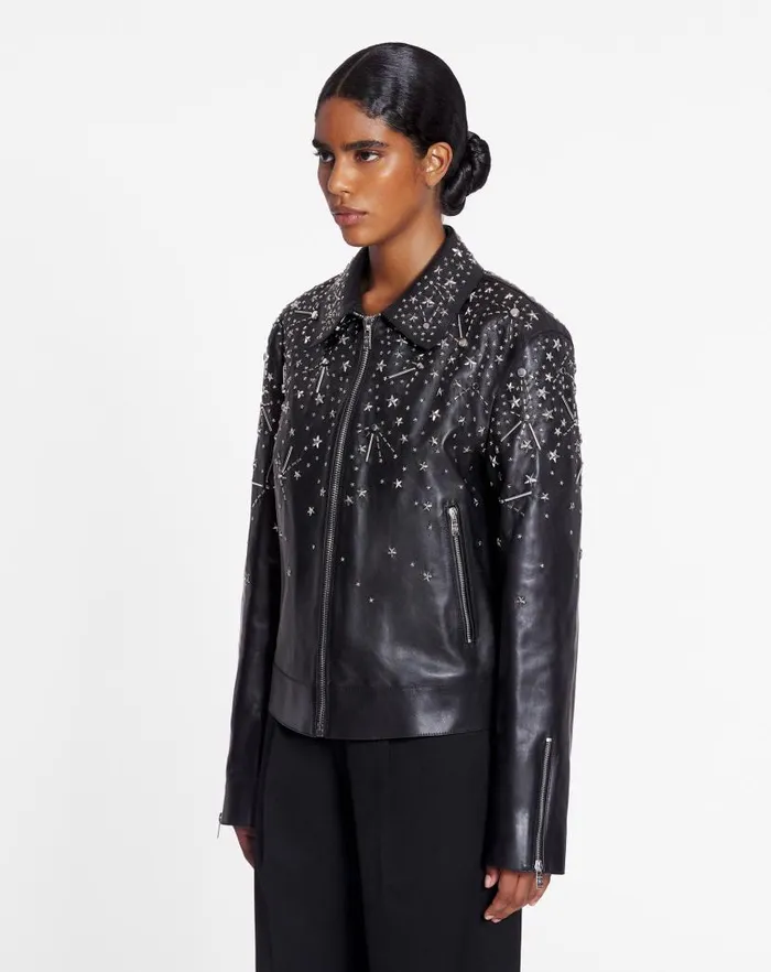 Men Lanvin Coats and Jackets Lanvin X Future Leather Studded Jacket Black