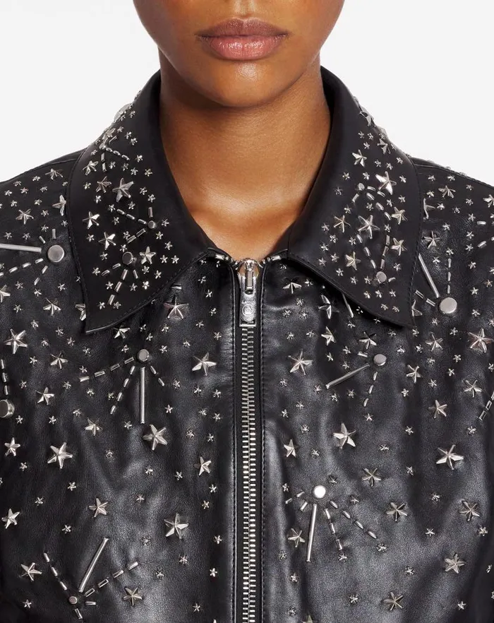 Men Lanvin Coats and Jackets Lanvin X Future Leather Studded Jacket Black