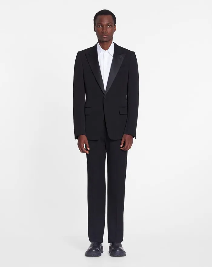 Men Lanvin Coats and Jackets Satin Collar Tuxedo Jacket Black