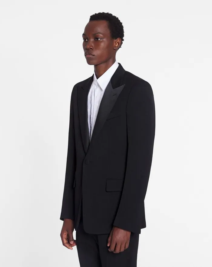 Men Lanvin Coats and Jackets Satin Collar Tuxedo Jacket Black