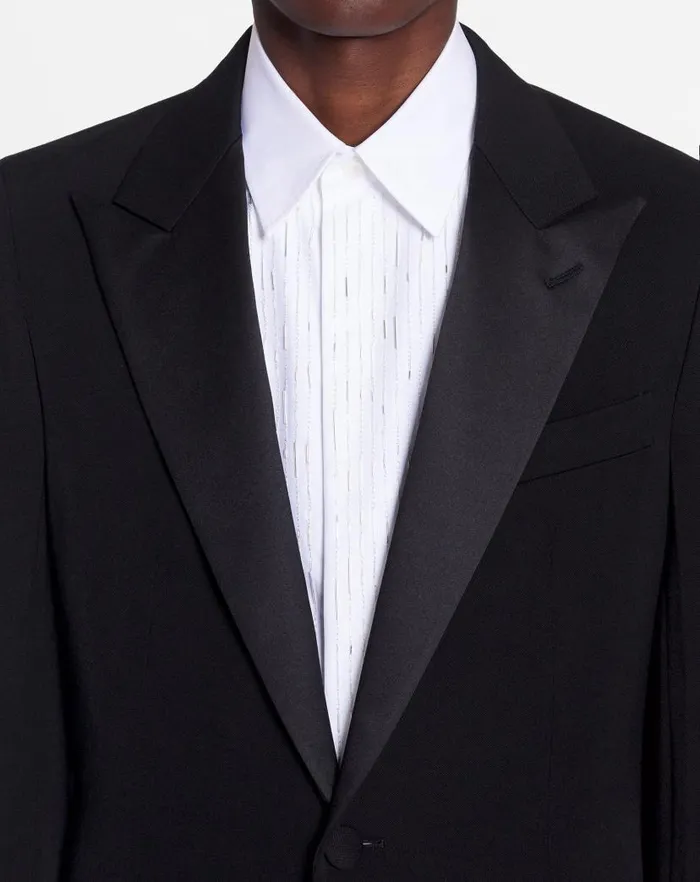 Men Lanvin Coats and Jackets Satin Collar Tuxedo Jacket Black
