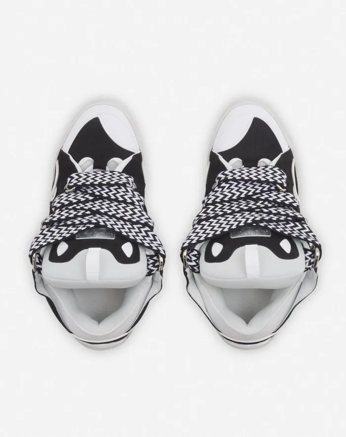 Men Lanvin Curb Leather Curb Sneakers Blackwhite