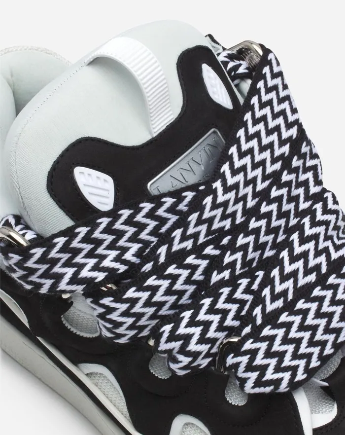 Men Lanvin Curb Leather Curb Sneakers Blackwhite