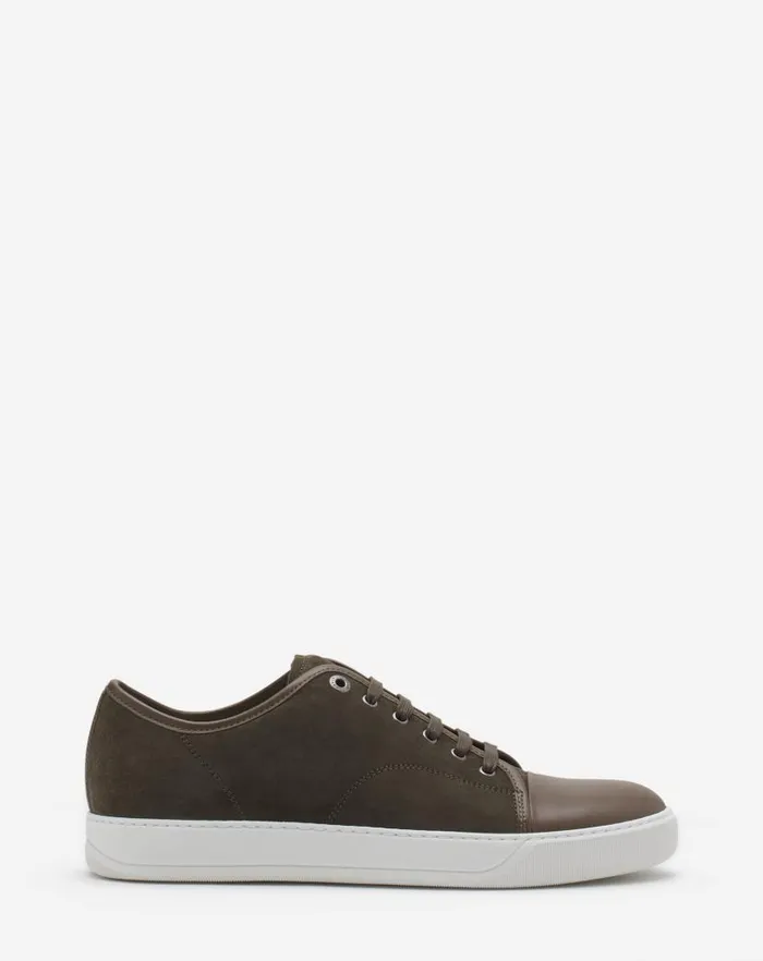 Men Lanvin DBB1 Dbb1 Leather And Suede Sneakers Khakiwhite