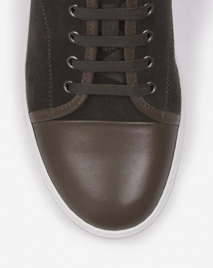 Men Lanvin DBB1 Dbb1 Leather And Suede Sneakers Khakiwhite Men Lanvin DBB1 Dbb1 Leather And Suede Sneakers Khakiwhite