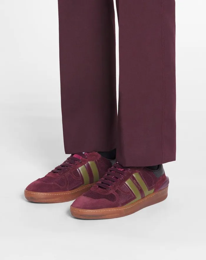 Men Lanvin Sneakers Clay Mesh Sneakers Burgundygreen
