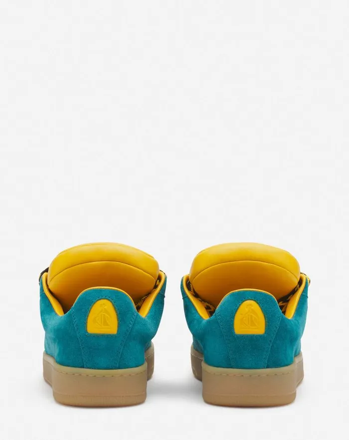 Men Lanvin Sneakers Lanvin X Future Hyper Curb Sneakers In Leather And Suede For Men Blueyellow
