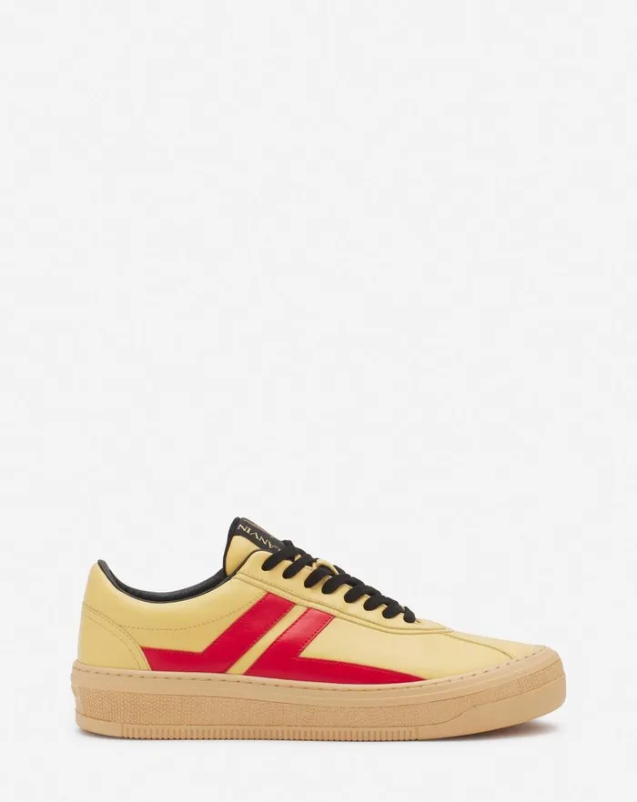 Men Lanvin Sneakers Leather Cash Sneakers Lanvin X Future For Men Bright Yellowred