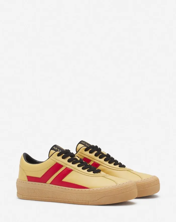 Men Lanvin Sneakers Leather Cash Sneakers Lanvin X Future For Men Bright Yellowred Men Lanvin Sneakers Leather Cash Sneakers Lanvin X Future For Men Bright Yellowred