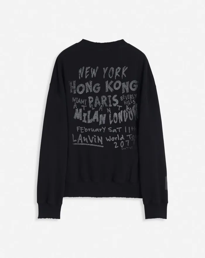 Men Lanvin Socks Lanvin X Future Unisex Loosefit Printed Sweatshirt Black
