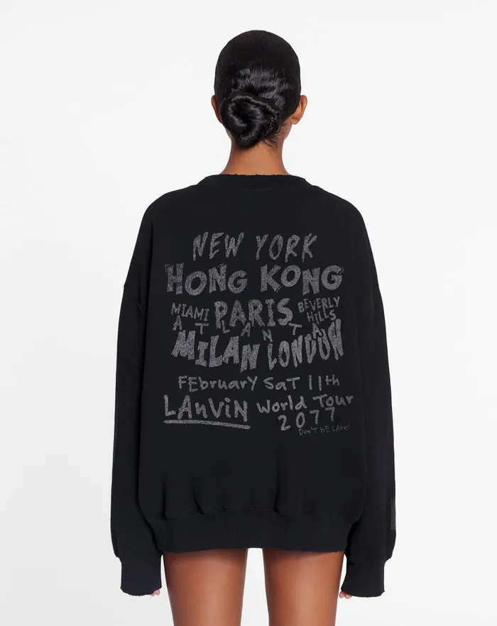 Men Lanvin Socks Lanvin X Future Unisex Loosefit Printed Sweatshirt Black