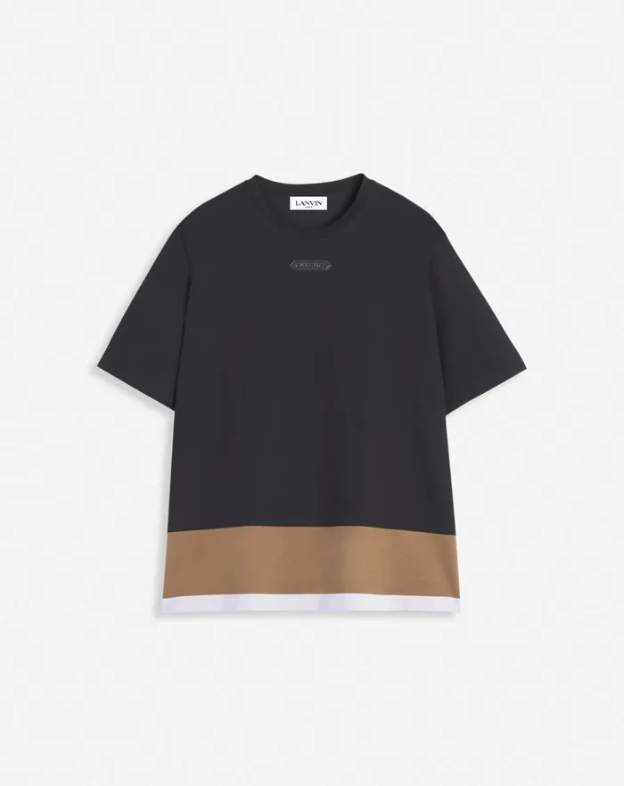 Men Lanvin Tshirts and Polos Classic Striped Tshirt Black