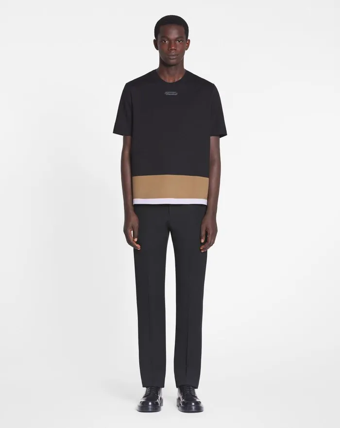 Men Lanvin Tshirts and Polos Classic Striped Tshirt Black Men Lanvin Tshirts and Polos Classic Striped Tshirt Black