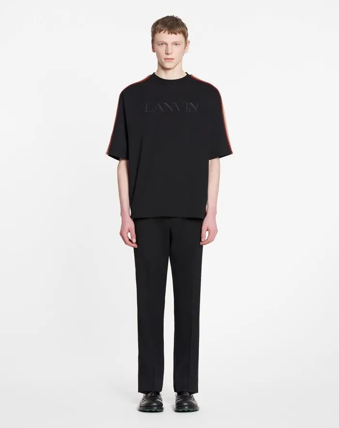 Men Lanvin Tshirts and Polos Oversized Embroidered Lanvin Side Curb Tshirt Black Men Lanvin Tshirts and Polos Oversized Embroidered Lanvin Side Curb Tshirt Black