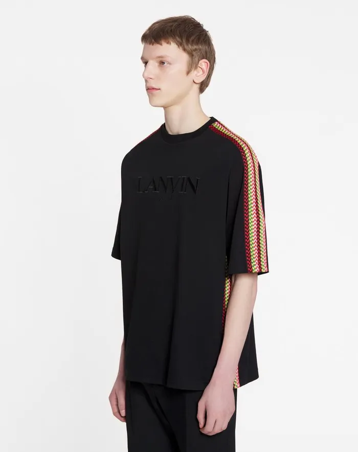 Men Lanvin Tshirts and Polos Oversized Embroidered Lanvin Side Curb Tshirt Black Men Lanvin Tshirts and Polos Oversized Embroidered Lanvin Side Curb Tshirt Black