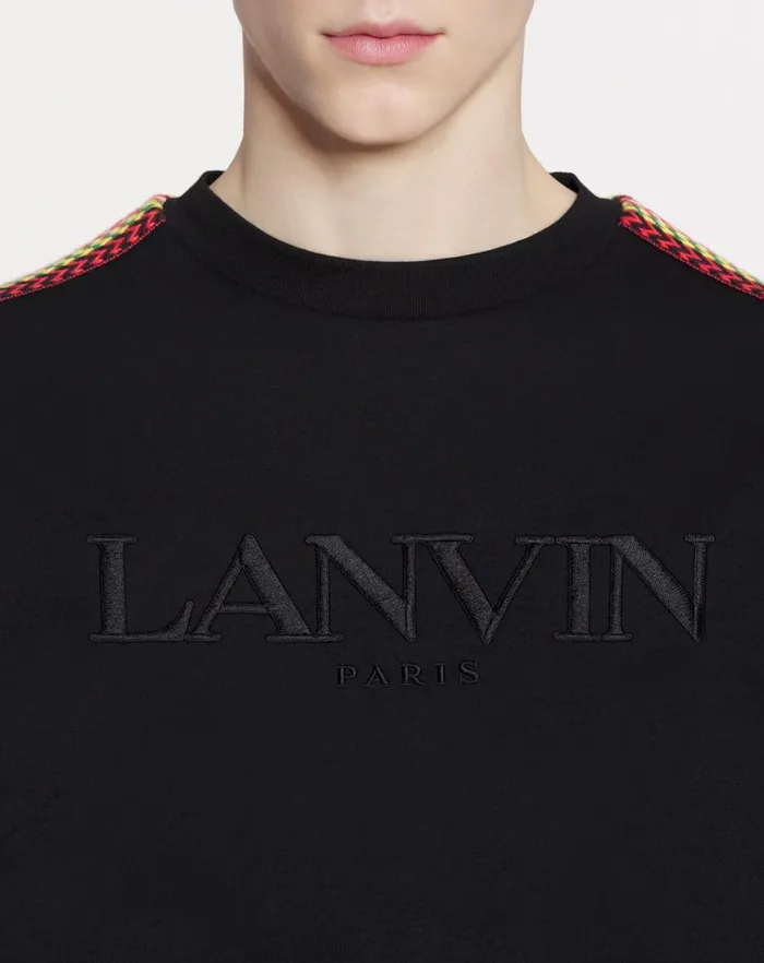 Men Lanvin Tshirts and Polos Oversized Embroidered Lanvin Side Curb Tshirt Black Men Lanvin Tshirts and Polos Oversized Embroidered Lanvin Side Curb Tshirt Black