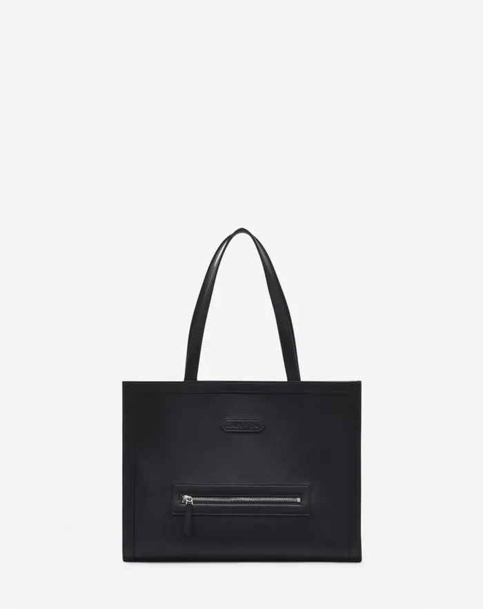 Men Lanvin Tote Bags Tenor Leather Tote Bag Black