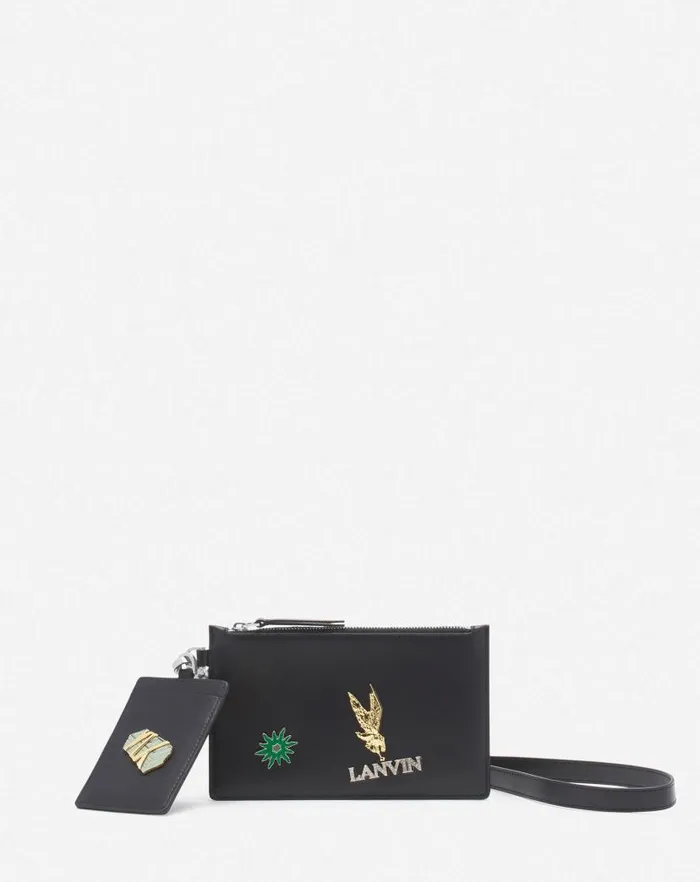 Men Lanvin Wallets and Small Leather Goods Lanvin X Future Leather Double Clutch With Pins Blackmulticolour