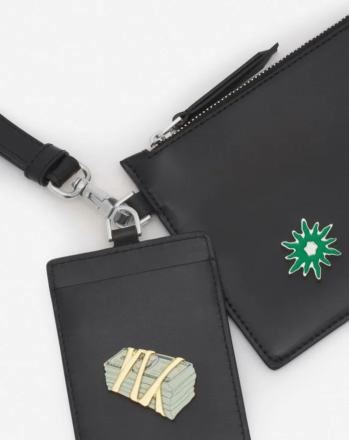 Men Lanvin Wallets and Small Leather Goods Lanvin X Future Leather Double Clutch With Pins Blackmulticolour