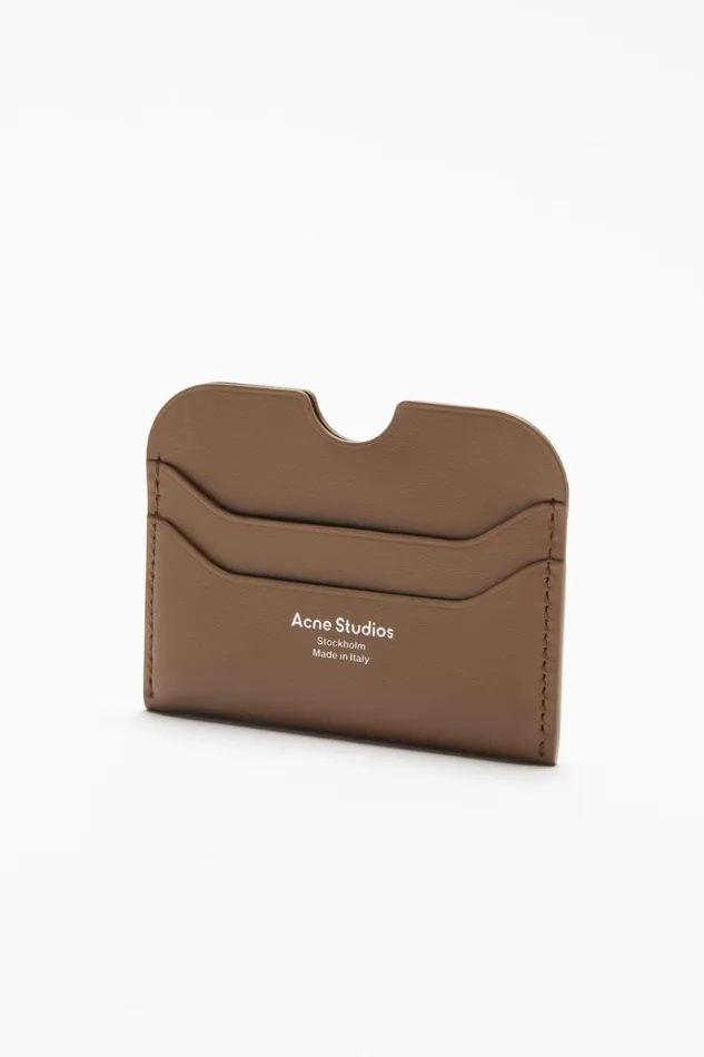 Men Leather Card Holder Camel Brown Acne Studios Small Leather Goods