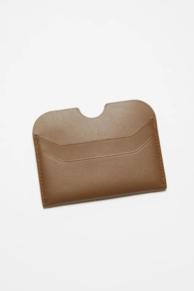 Men Leather Card Holder Camel Brown Acne Studios Small Leather Goods