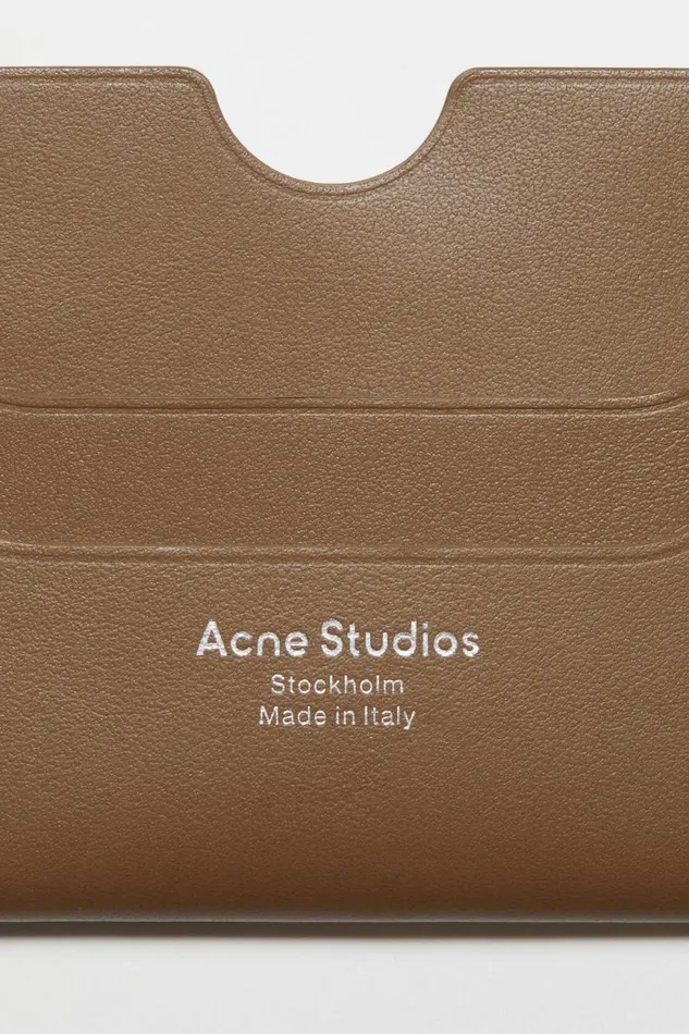 Men Leather Card Holder Camel Brown Acne Studios Small Leather Goods