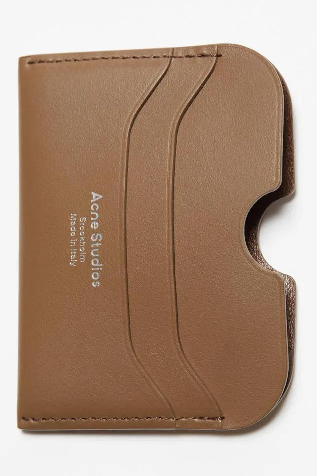 Men Leather Card Holder Camel Brown Acne Studios Small Leather Goods