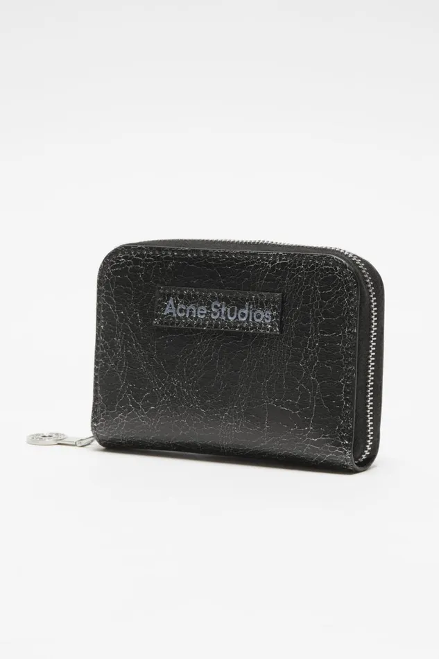 Men Leather Zip Wallet Black Acne Studios Small Leather Goods