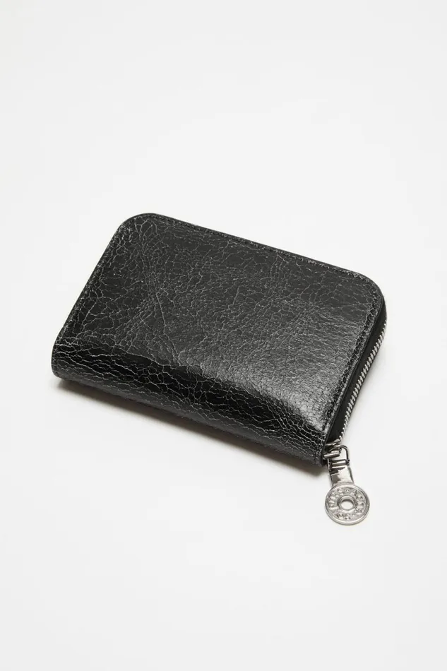 Men Leather Zip Wallet Black Acne Studios Small Leather Goods