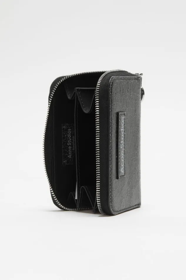 Men Leather Zip Wallet Black Acne Studios Small Leather Goods