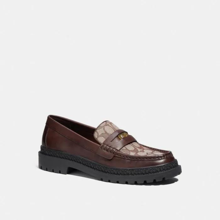 Men Loafer With Signature Jacquard And Signature Coin Maple Coach Loafers and Drivers