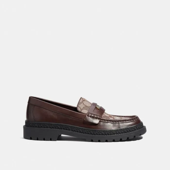 Men Loafer With Signature Jacquard And Signature Coin Maple Coach Loafers and Drivers Men Loafer With Signature Jacquard And Signature Coin Maple Coach Loafers and Drivers