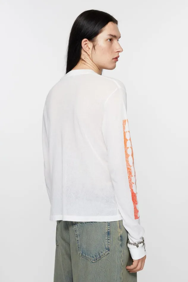 Men Logo Long Sleeve Tshirt Optic White Acne Studios Tshirts