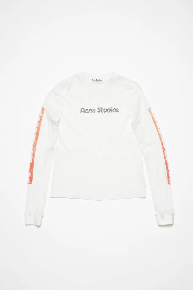 Men Logo Long Sleeve Tshirt Optic White Acne Studios Tshirts